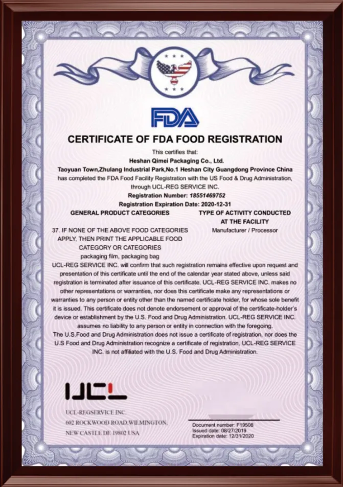 FDA Certificate